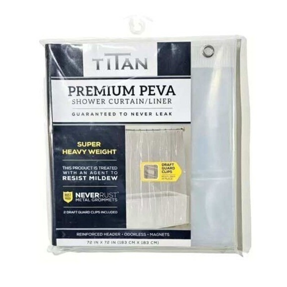 Titan‎ Shower Curtain Liner Unisex 72x72 Clear New PEVA Heavy Weight NeverRust